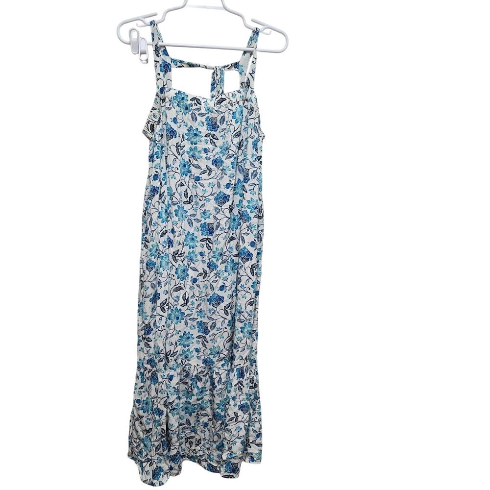 Old Navy Blue Floral Tie Back Maxi Swing Dress Large